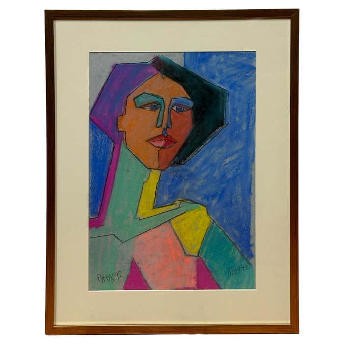 Analytical Cubist Portrait of a Colorful Elegant Woman by Dave Fox