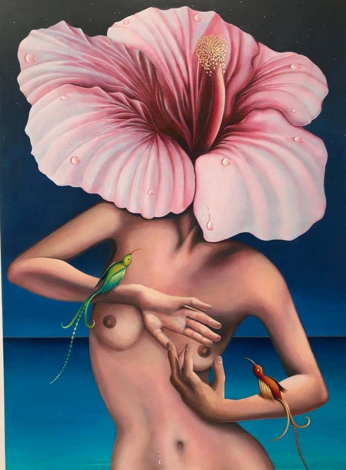 "The Myth of Hula" Hawaiian Oil Painting on Canvas signed Dane Hidalgo