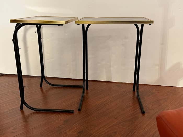 Pair of Occasional Folding Tables with their Black Iron Support