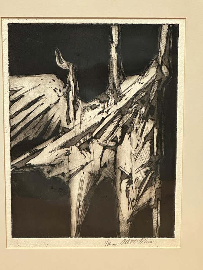 Abstract Black and White Lithograph by Albert Wein