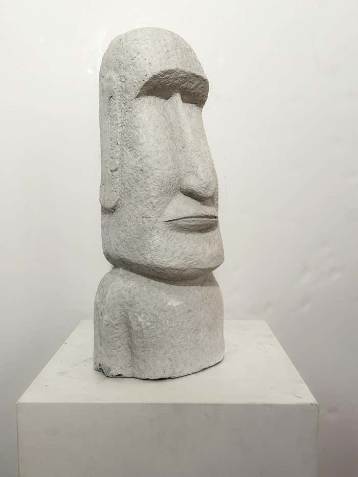 Plaster Head Primitive Sculpture in the style of Easter Island Moai Sculpture