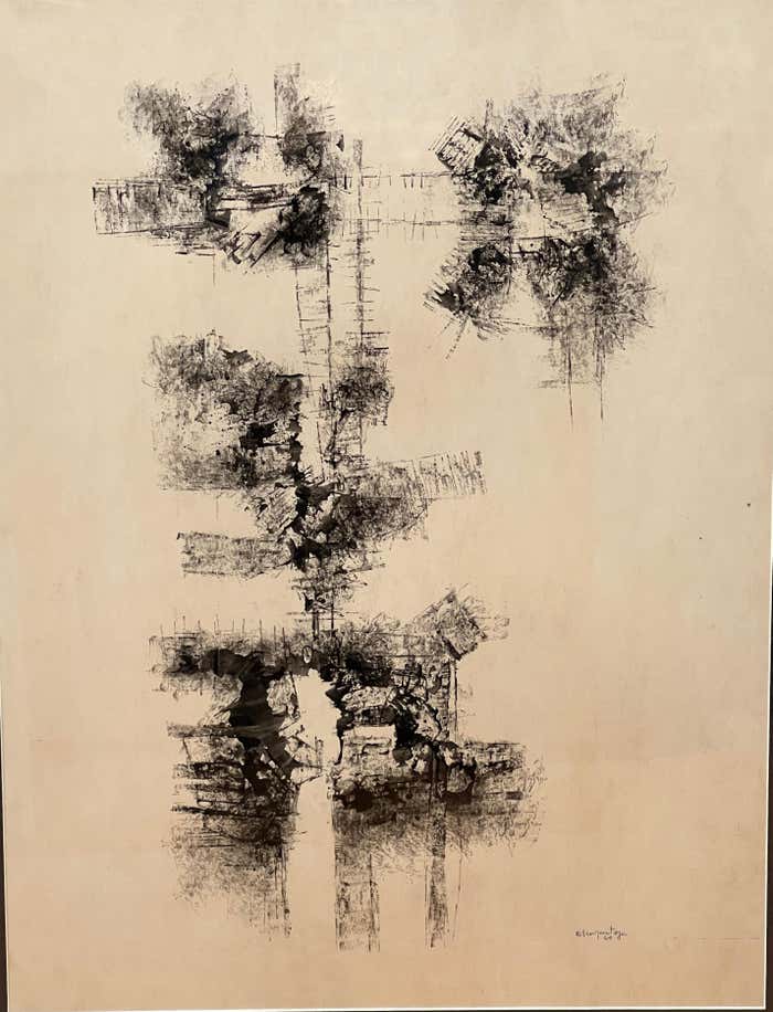 Enigmatic Monochrome Black and White Ink Drawing