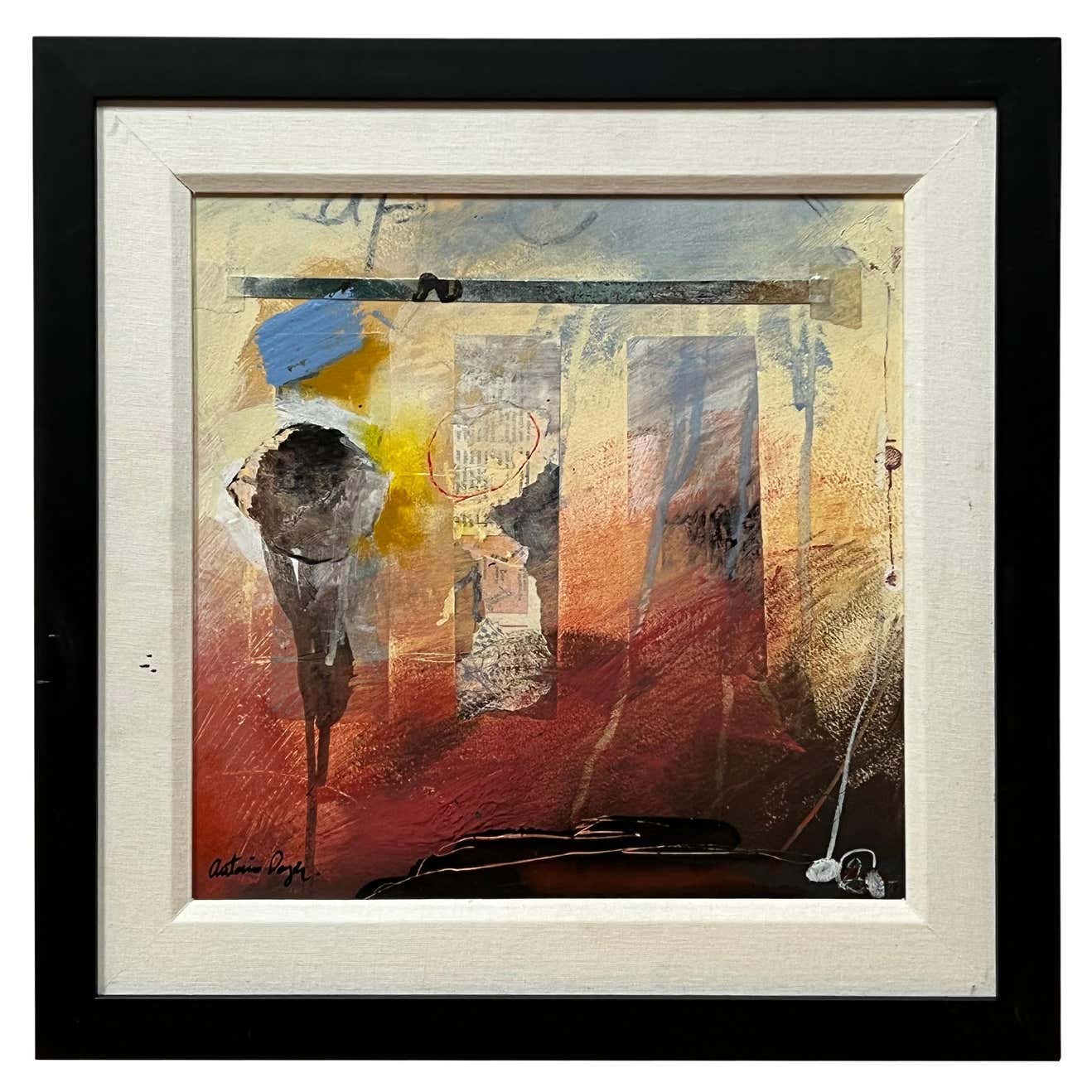 Mixed-Media Abstract Oil on Canvas by Cuban Artist Antonio Dojer