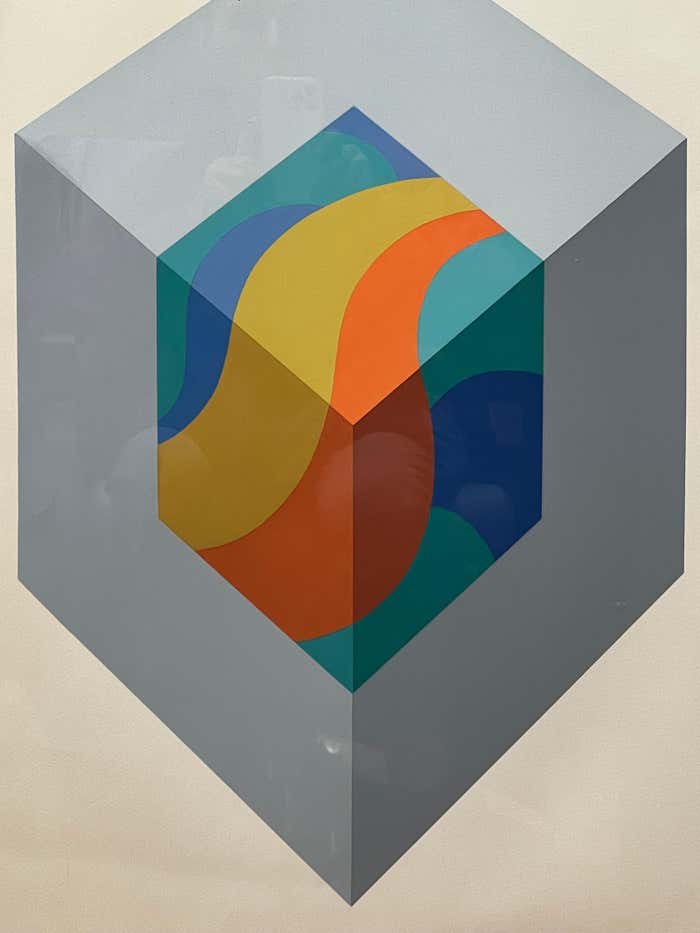 Cube #3" Constructivist Lithograph by Chester Solomont