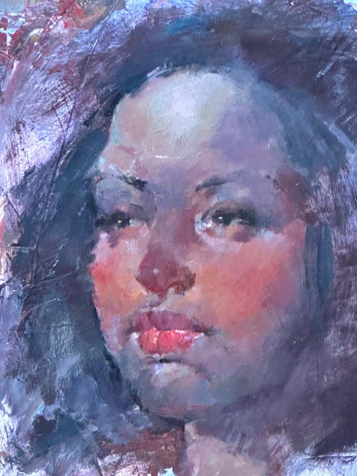 Black Girl Portrait - Gouache by Max Turner