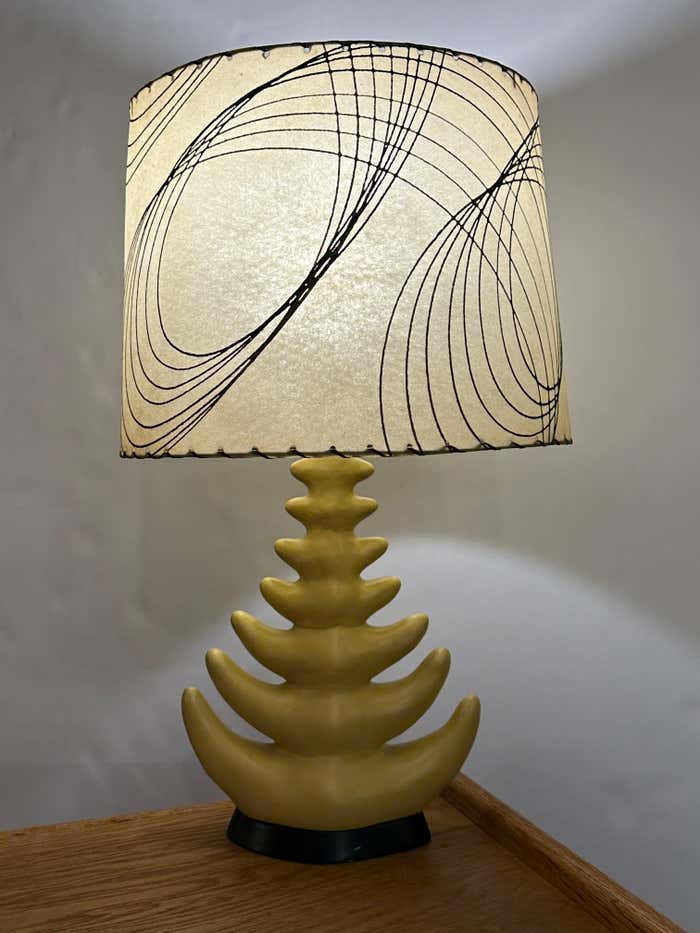 Mid-Century Yellow Ceramic Lamp 6 Branches