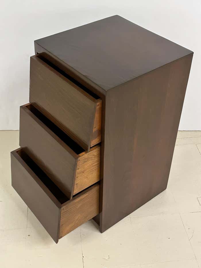 Pair of Dark Stained Solid Birch Nightstands/Side Tables- 1950s