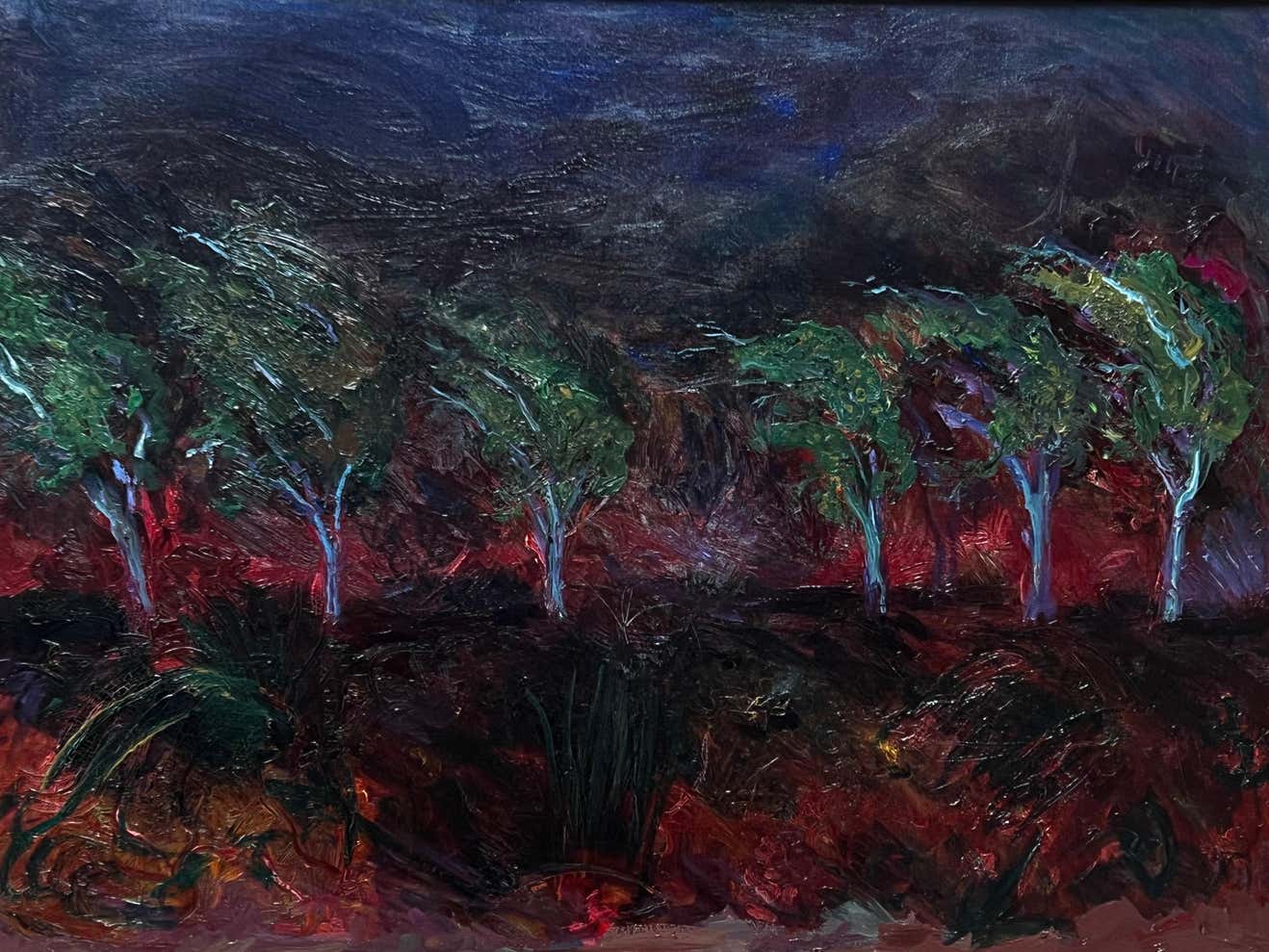 "Trees in a Raging Wildfire" Expressionist Landscape Oil Painting By Pat Berger