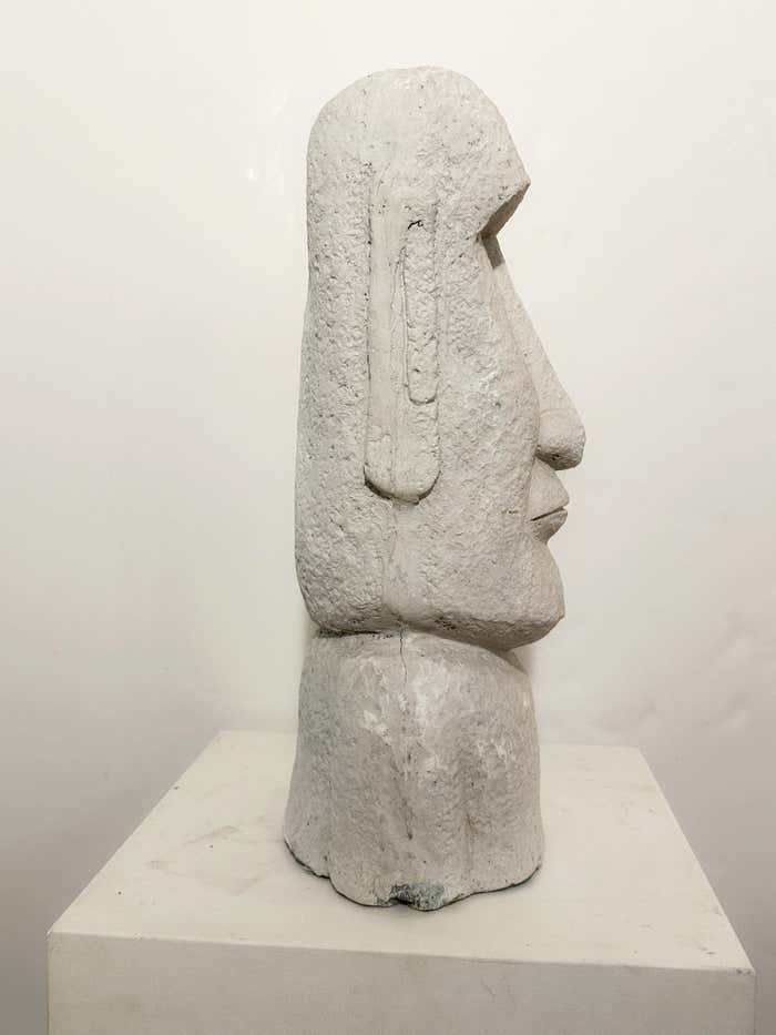 Plaster Head Primitive Sculpture in the style of Easter Island Moai Sculpture