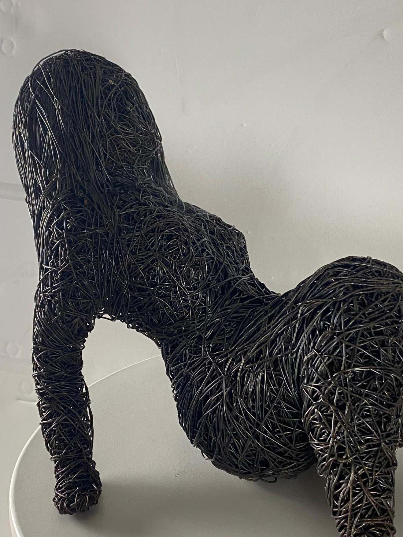 Black Wire Modern Sculpture of a Lascivious Woman