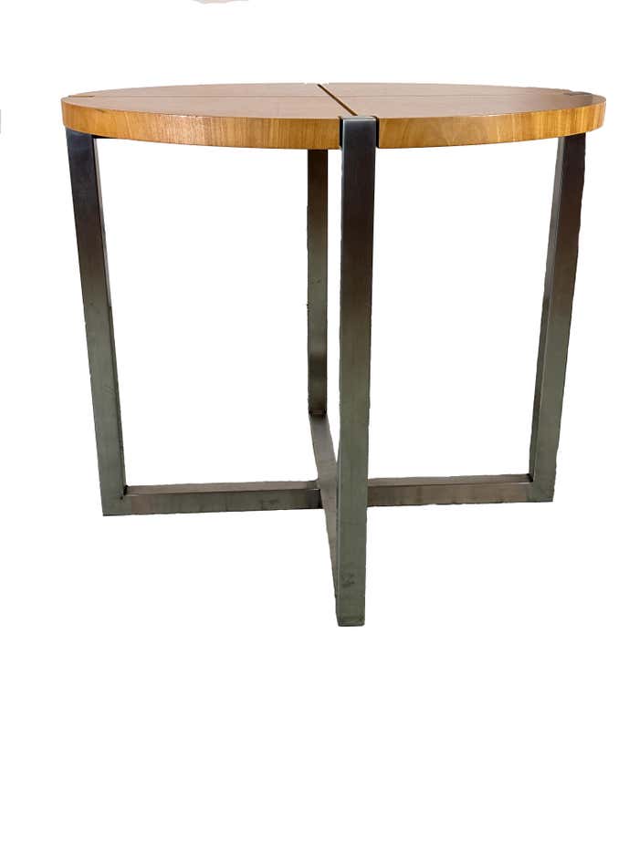 A Pair of 1970s Sycamore and Chrome Side or End Tables