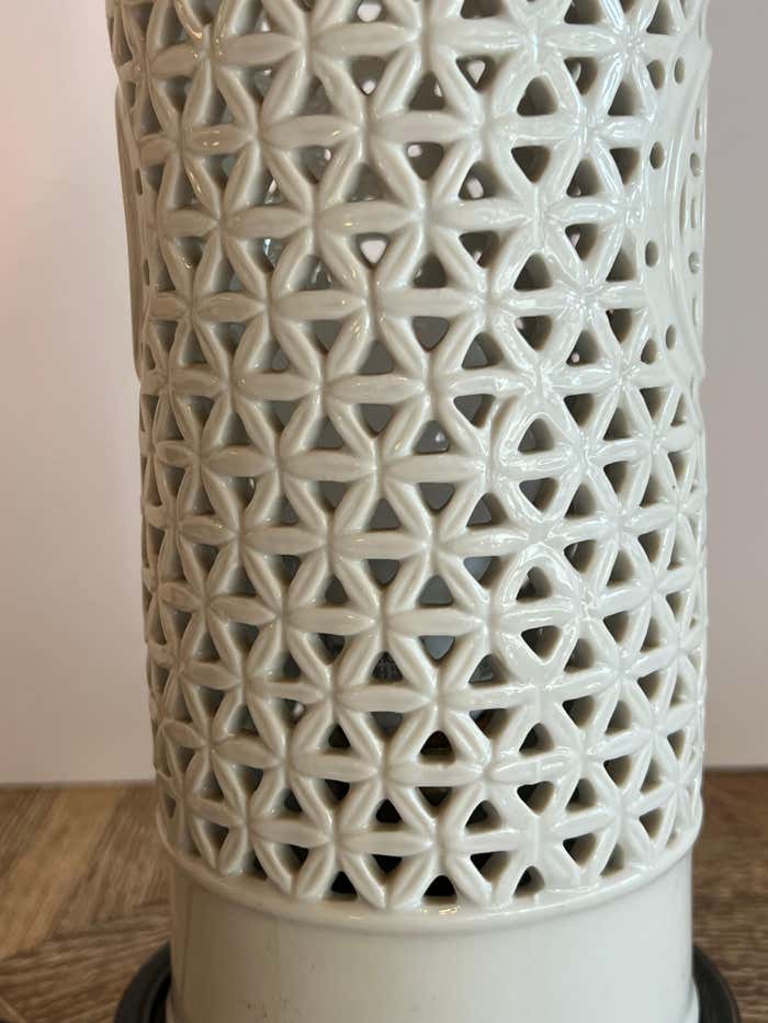 Pair of Perforated Porcelain Table Lamps