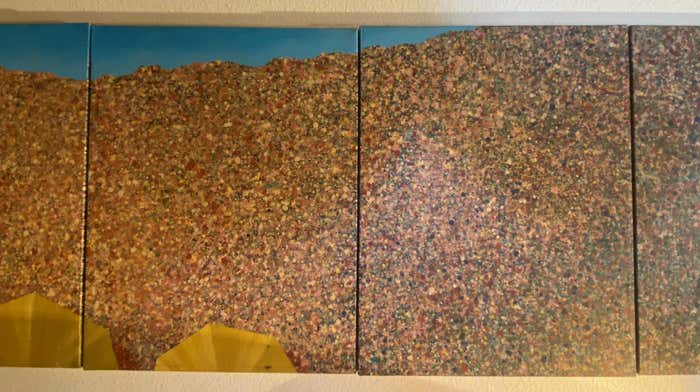 "Christo Reaction" Beachscape Acrylic on 5 Panels by John “Nelson” Richardson