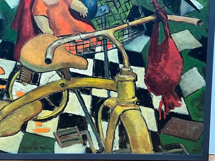 " Tricycle and Doll" Oil on Canvas by Edgar Kiechle