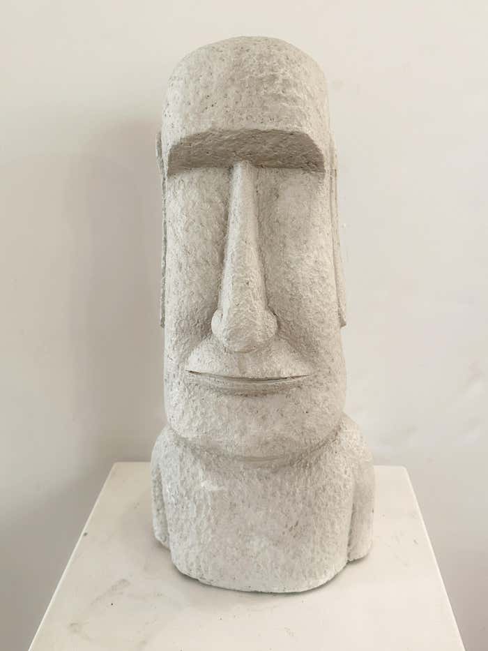 Plaster Head Primitive Sculpture in the style of Easter Island Moai Sculpture