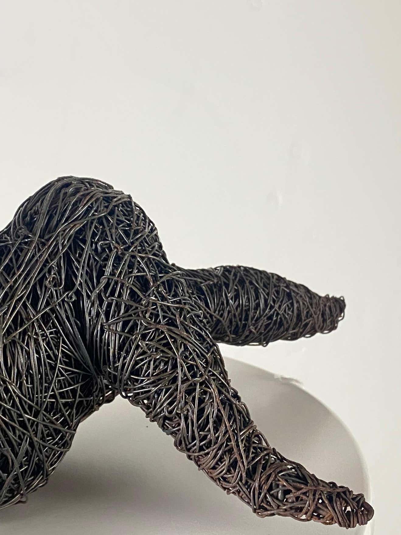 Black Wire Modern Sculpture of a Lascivious Woman