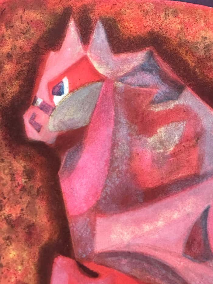 Parade of Elegance, Pink Horse in Pastel, Unknown Artist