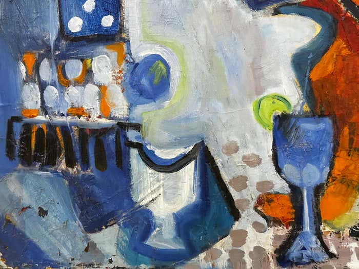 Still-Life Blue Tones Oil on Canvas by Edward Sotello