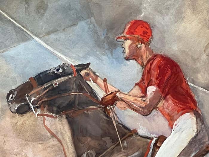 A Polo Match, Framed Watercolour by John W. Dunn- 1932