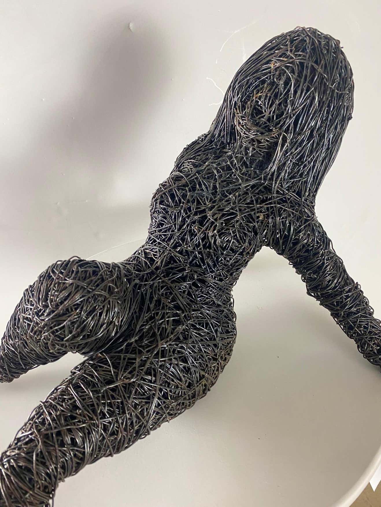 Black Wire Modern Sculpture of a Lascivious Woman
