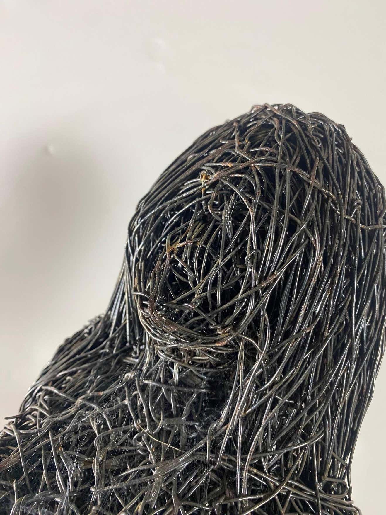 Black Wire Modern Sculpture of a Lascivious Woman