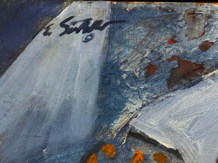Still-Life Blue Tones Oil on Canvas by Edward Sotello