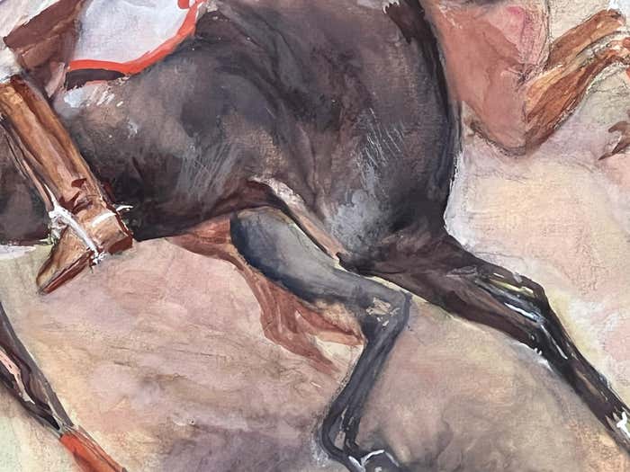 A Polo Match, Framed Watercolour by John W. Dunn- 1932