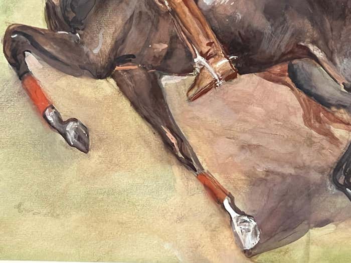 A Polo Match, Framed Watercolour by John W. Dunn- 1932