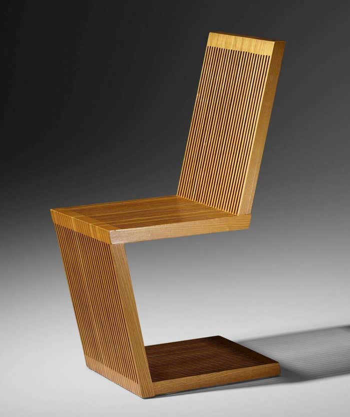 Set of Eight Wood Dining Chairs by Alwy Visschedyk