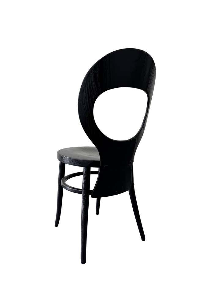 Set of 8 Mouette (Seagull) Baumann France Dining Chairs - Satin Black Finish