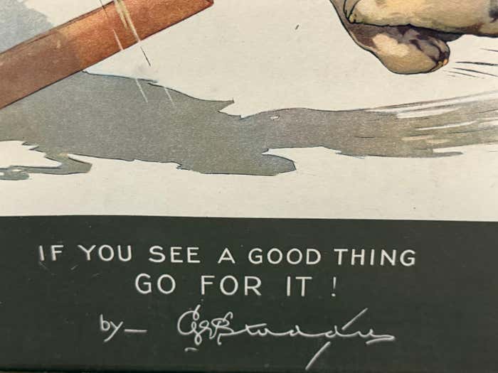 "If You See a Good Thing, Go For It!" Satirical Print by George Studdy