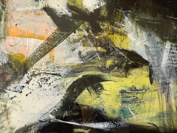 Yellow and Black Abstract Painting by Vahan