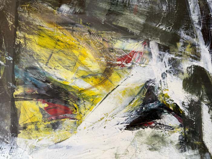 Yellow and Black Abstract Painting by Vahan