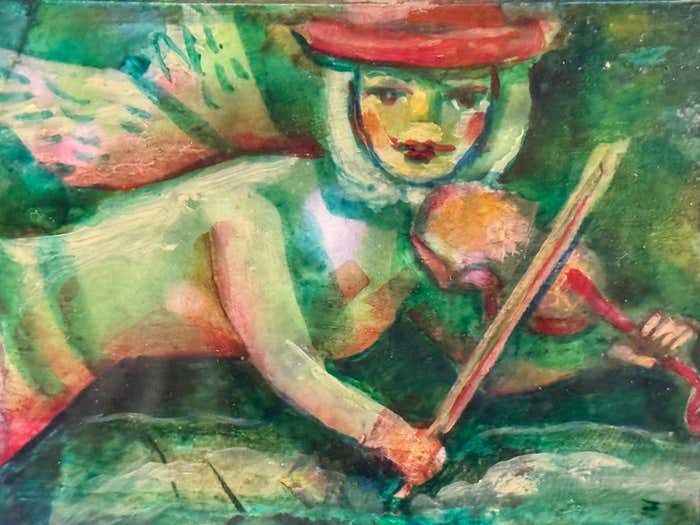 "The Angel of Music " Modern Surrealist Oil Painting by Luis Alberto Solari