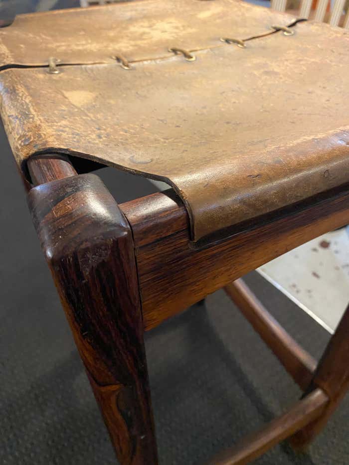 Midcentury Brazilian Rosewood and Leather Stool