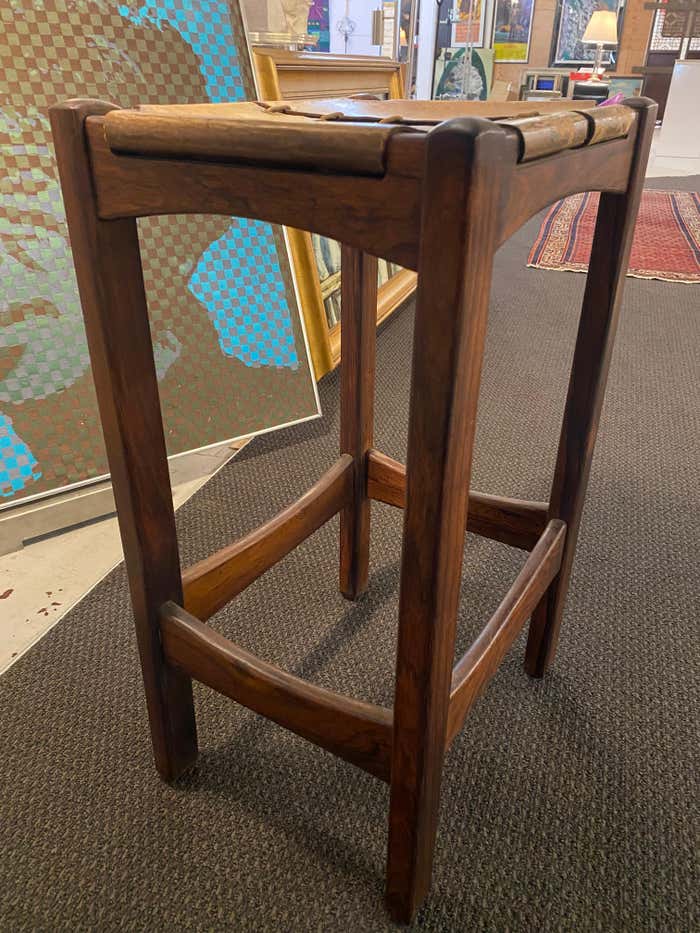 Midcentury Brazilian Rosewood and Leather Stool