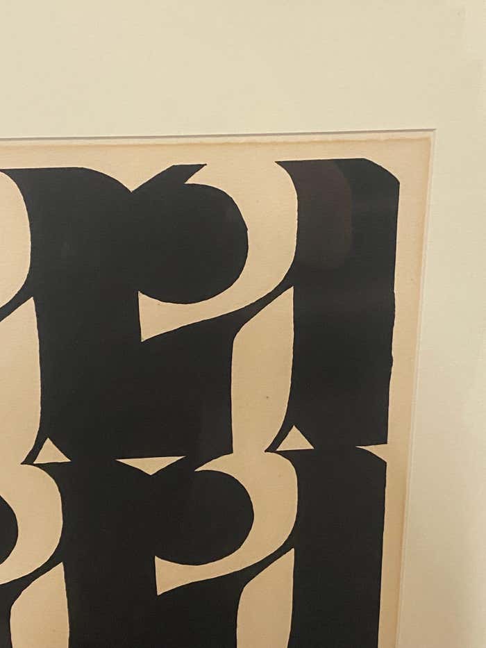 Geometric Black and White Lithograph by Eva Kolosvary-Stupler