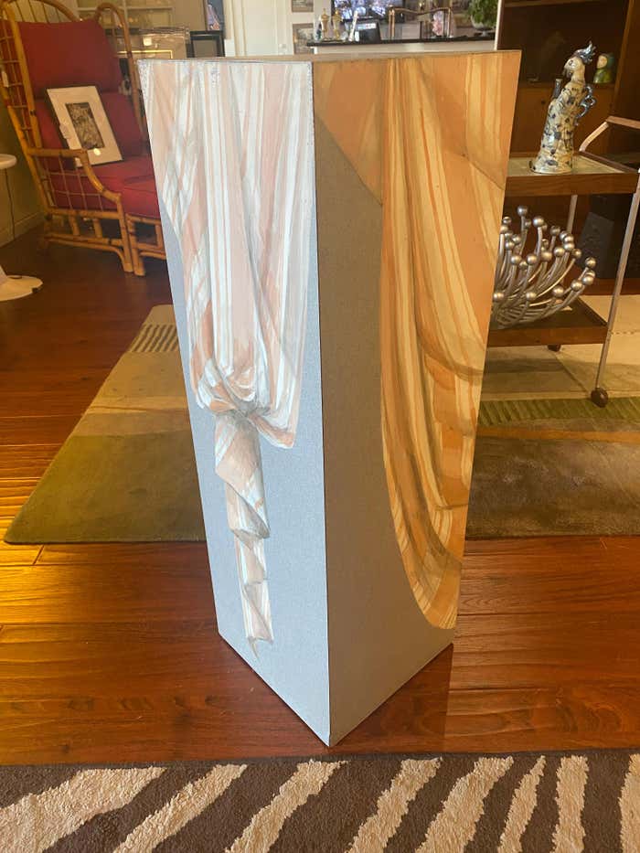Unique Hand-painted Trompe l'œil Drapery Design Pedestal