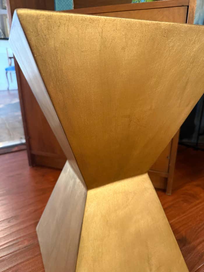Geometric Gilded Metal Pedestal