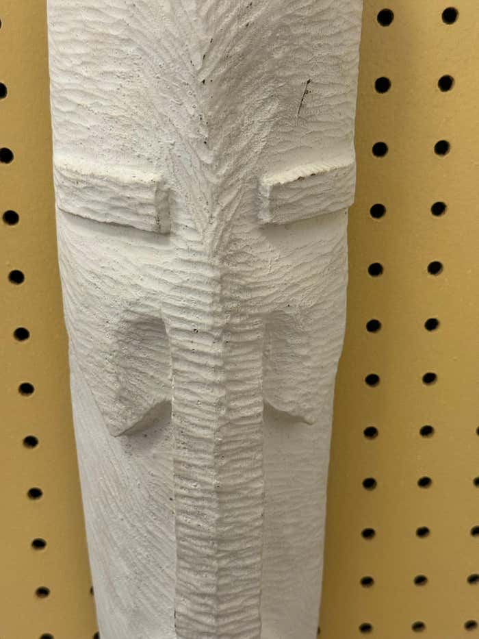 Pair of White Plaster Textured Wall Mexican Masks