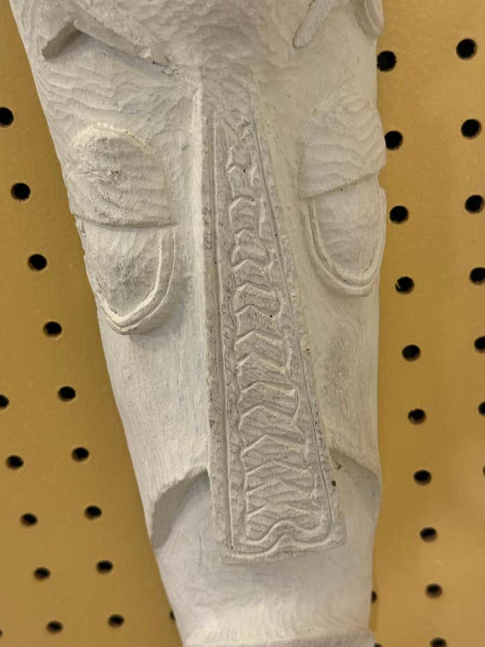 Pair of White Plaster Textured Wall Mexican Masks