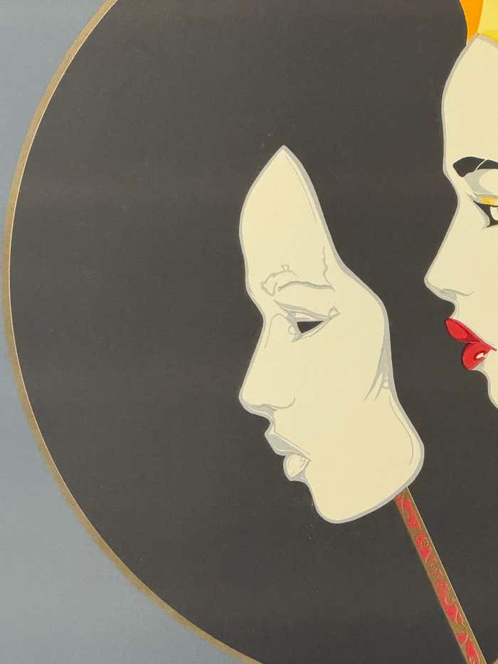 Masquerade #2, Large Modern Artist Proof Lithograph Portrait by Leal