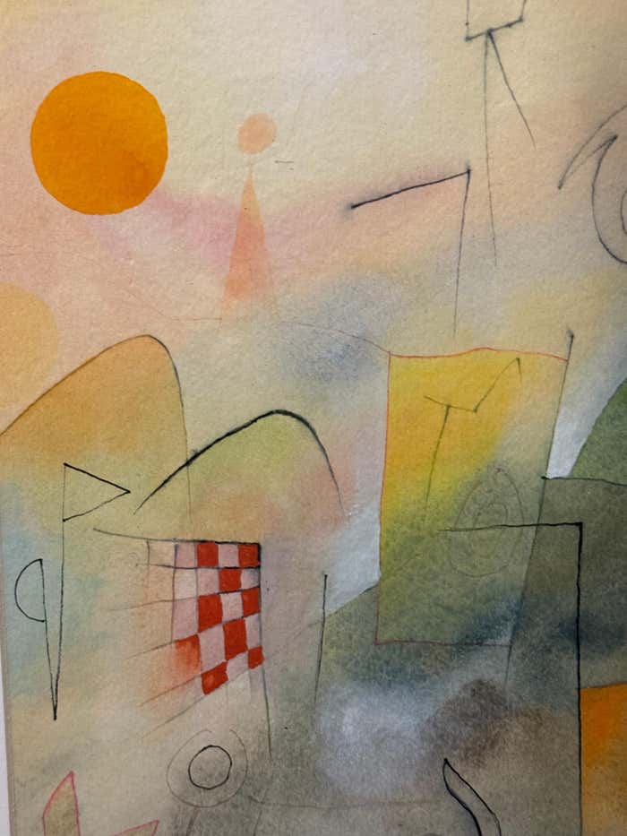 "Summer" Surrealist Watercolor in the style of Paul Klee