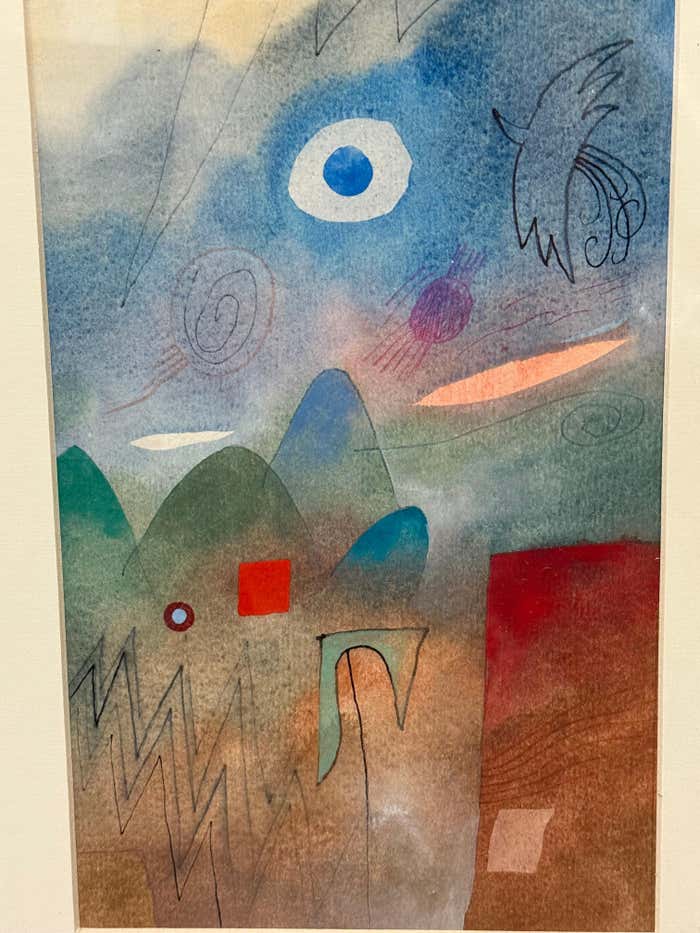 "Winter" Surrealist Watercolor in the style of Paul Klee