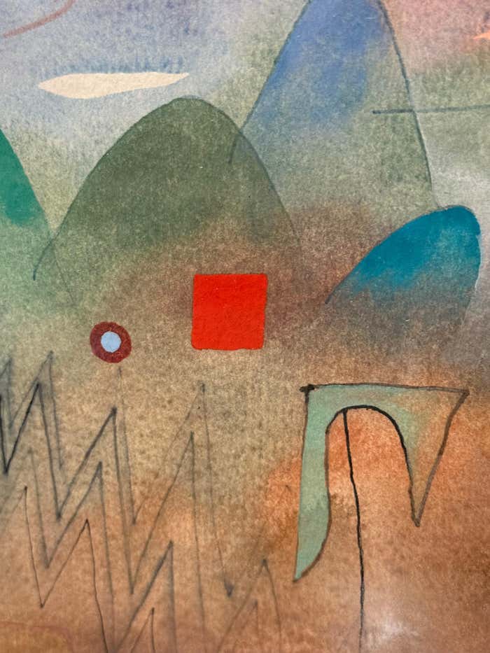 "Winter" Surrealist Watercolor in the style of Paul Klee