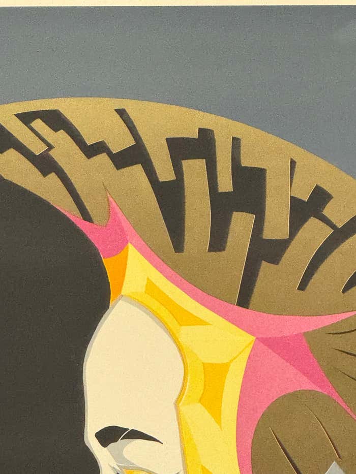 Masquerade #2, Large Modern Artist Proof Lithograph Portrait by Leal