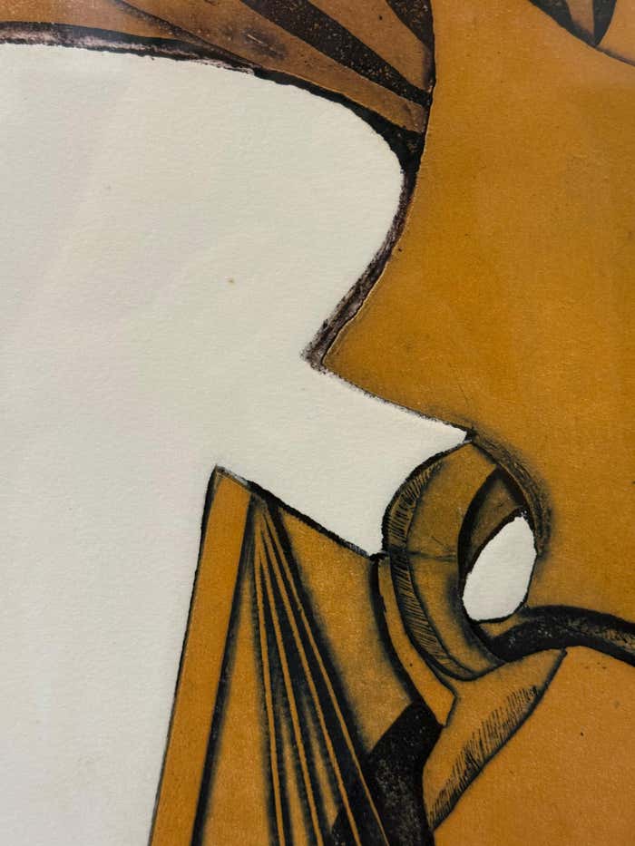 Large Embeded Rusty Geometric Abstract by Eva Koloswary