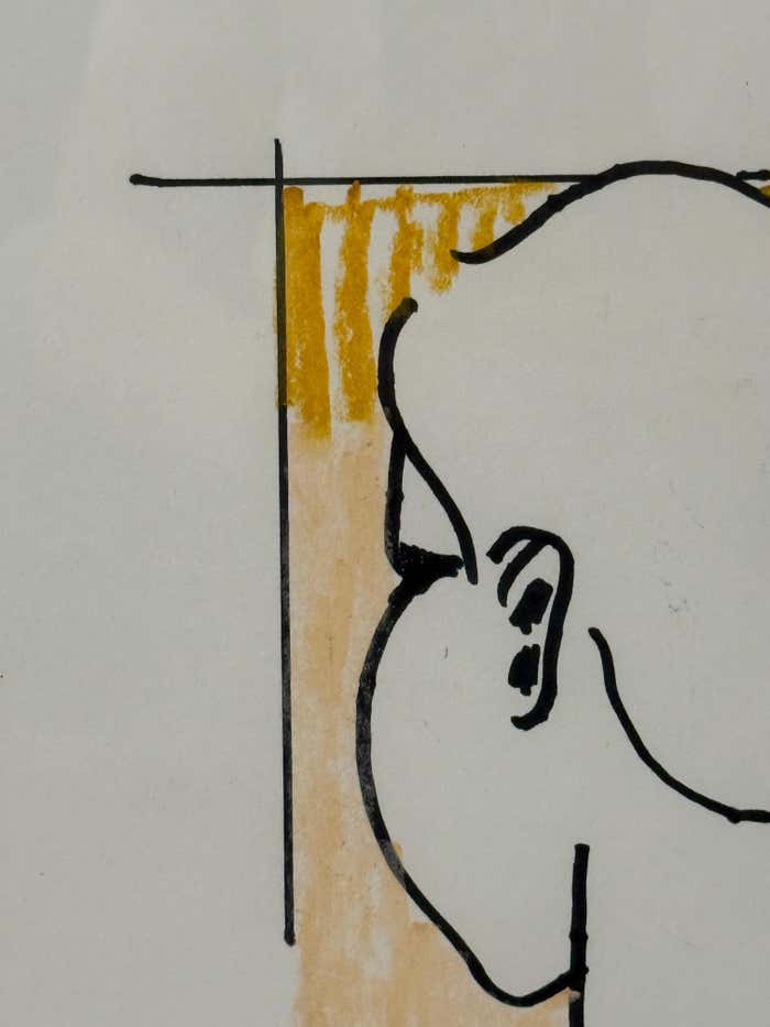 Pastel And Ink Portrait of A Woman Looking Away .by BW. Tishel