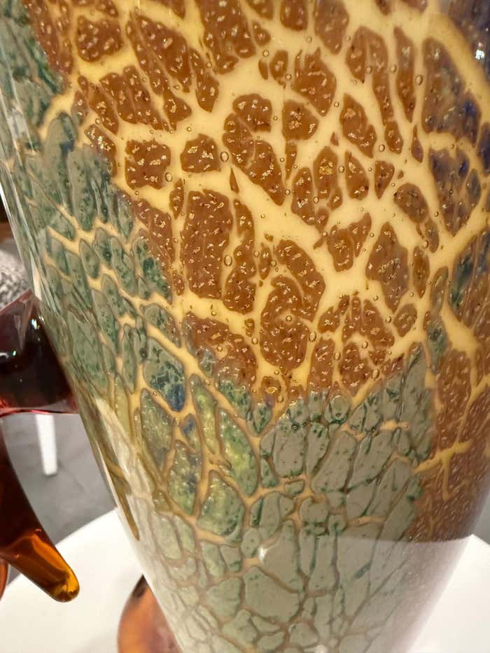 Abstract Face Sculpture in Murano-Style Art Glass