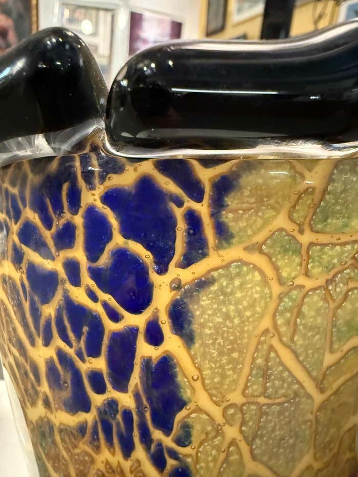 Abstract Face Sculpture in Murano-Style Art Glass